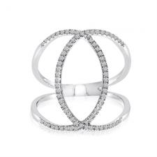 14k White Gold Negative Space Marquise Shaped Diamond Fashion Ring