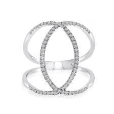 14k White Gold Negative Space Marquise Shaped Diamond Fashion Ring