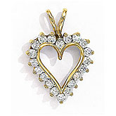 14K Yellow Gold Diamond Heart Pendant