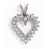 14K White Gold Diamond Heart Pendant