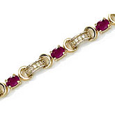 14K Yellow Gold Oval Ruby and Diamond Bracelet