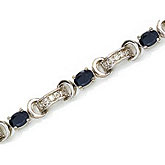 14K White Gold Oval Sapphire and Diamond Bracelet