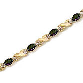 14K Yellow Gold Oval Mystic Topaz and Diamond Bracelet