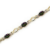 14K Yellow Gold Oval Mystic Topaz and Diamond Bracelet