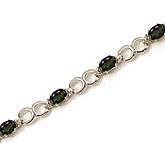 10K White Gold Oval Mystic Topaz and Diamond Bracelet