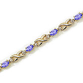 14K Yellow Gold Oval Tanzanite and Diamond Bracelet