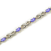 14K White Gold Oval Tanzanite and Diamond Bracelet