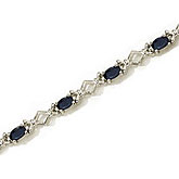14K White Gold Oval Sapphire Bracelet