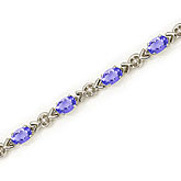 10K White Gold Oval Tanzanite and Diamond Bracelet