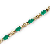14K Yellow Gold Oval Emerald and Diamond Bracelet