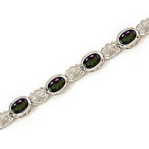 14K White Gold Oval Mystic Topaz and Diamond Bracelet
