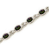 10K White Gold Oval Mystic Topaz and Diamond Bracelet
