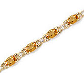 14K Yellow Gold Oval Citrine and Diamond Bracelet