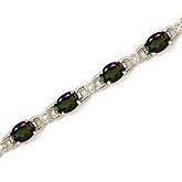 14K White Gold Oval Mystic Topaz and Diamond Bracelet