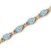 14K Yellow Gold Oval Aquamarine and Diamond Bracelet