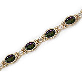 14K Yellow Gold Oval Mystic Topaz and Diamond Bracelet