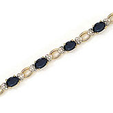 14K Yellow Gold Oval Sapphire and Diamond Bracelet