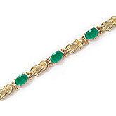 14K Yellow Gold Oval Emerald Bracelet