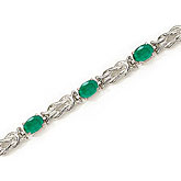 14K White Gold Oval Emerald Bracelet