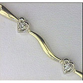 14K Yellow Gold Diamond Heart Bracelet