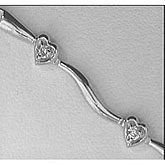 14K White Gold Diamond Heart Bracelet