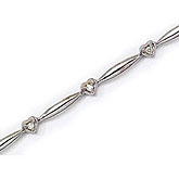 14K White Gold Diamond Heart Bracelet