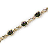 14K Yellow Gold Oval Mystic Topaz and Diamond Bracelet