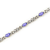 14K White Gold Oval Tanzanite and Diamond Bracelet