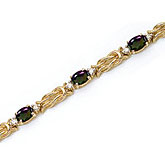 14K Yellow Gold Oval Mystic Topaz and Diamond Bracelet