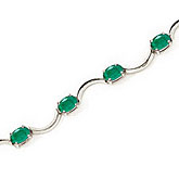 10K White Gold Oval Emerald Bracelet