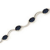 14K White Gold Oval Sapphire Bracelet