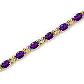 10K Yellow Gold Oval Amethyst Bracelet