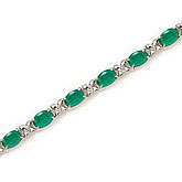 10K White Gold Oval Emerald Bracelet