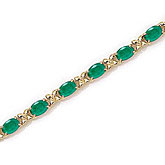 14K Yellow Gold Oval Emerald Bracelet