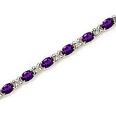 14K White Gold Oval Amethyst Bracelet