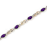 14K Yellow Gold Oval Amethyst and Diamond Bracelet