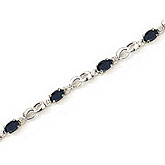 14K White Gold Oval Sapphire and Diamond Bracelet