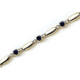 10K Yellow Gold Round Sapphire and Diamond Bracelet