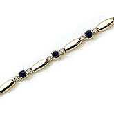 14K Yellow Gold Round Sapphire and Diamond Bracelet