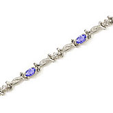 14K White Gold Oval Tanzanite and Diamond Bracelet