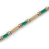 10K Yellow Gold Oval Emerald and Diamond Bracelet