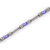 14K White Gold Oval Tanzanite and Diamond Bracelet
