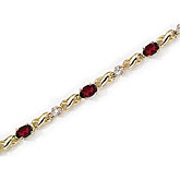 14K Yellow Gold Oval Garnet and Diamond Bracelet
