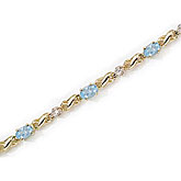 14K Yellow Gold Oval Aquamarine and Diamond Bracelet