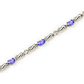 14K White Gold Oval Tanzanite and Diamond Bracelet