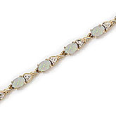 14K Yellow Gold Oval Opal and Diamond Bracelet