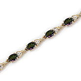 14K Yellow Gold Oval Mystic Topaz and Diamond Bracelet
