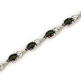 14K White Gold Oval Mystic Topaz and Diamond Bracelet