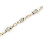 14K Yellow Gold Oval Opal and Diamond Bracelet