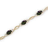 14K Yellow Gold Oval Mystic Topaz and Diamond Bracelet